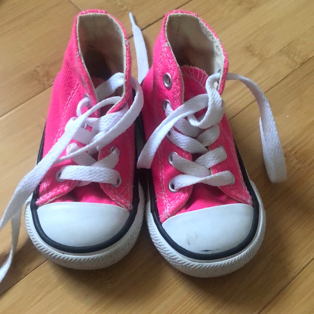 Pink high top converse